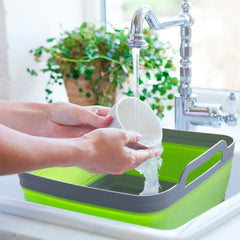 605806 Panier de lavage multifonction pliable en silicone avec bouchon vidange