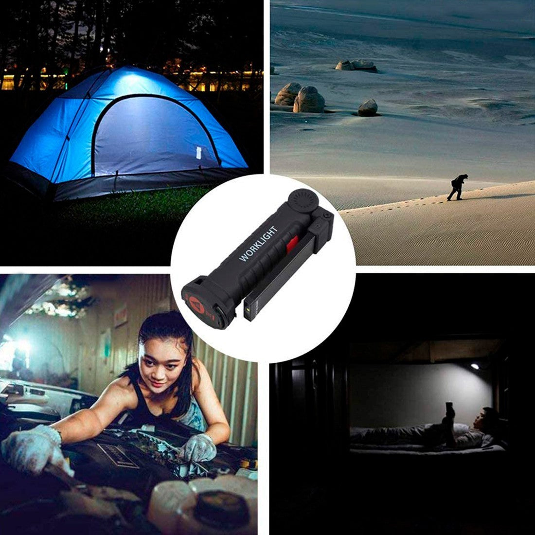Mini lampe poche LED rechargeable COB 400529 lumière secours articulée magnétiqu