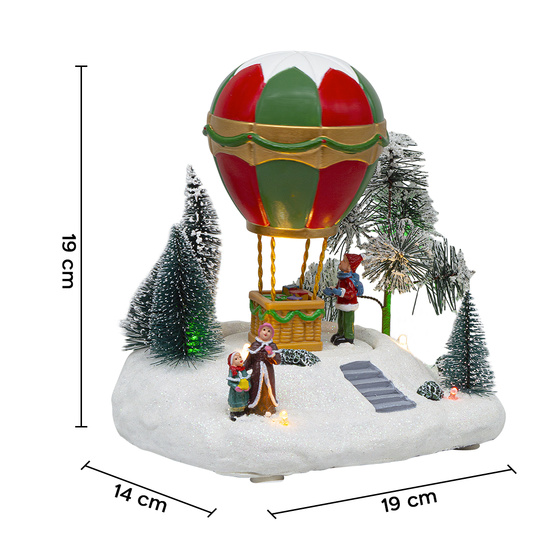 Montgolfière 19x14x19 cm 361067 Décoration avec Lumières, Musique et Mouvement