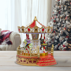 Carrousel de Noël 361045 avec lumières, sons et mouvement 18x18x20 cm