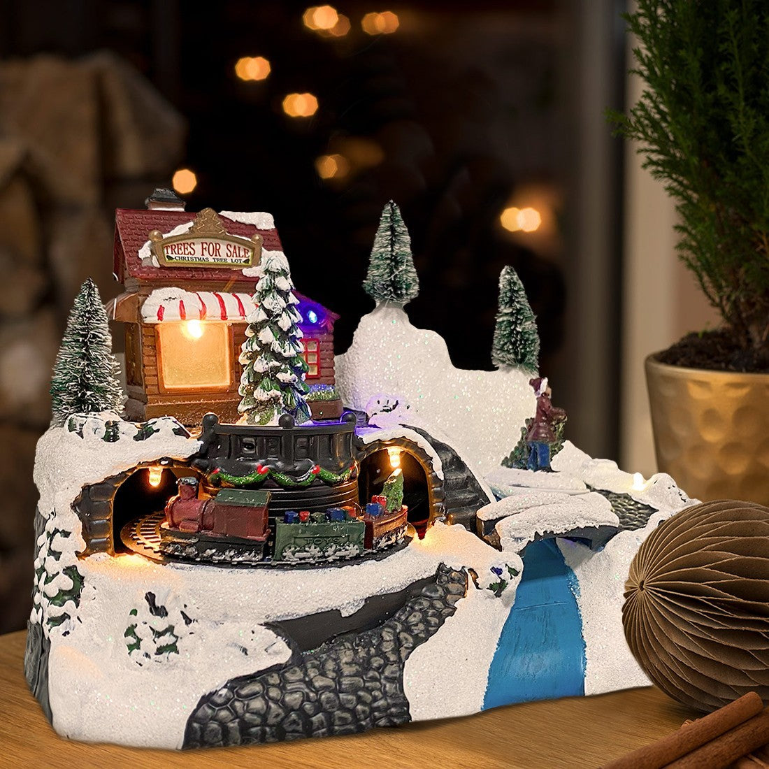 243012 Carrousel de Noël - Train avec lumières, sons et mouvements 24x16x17 cm
