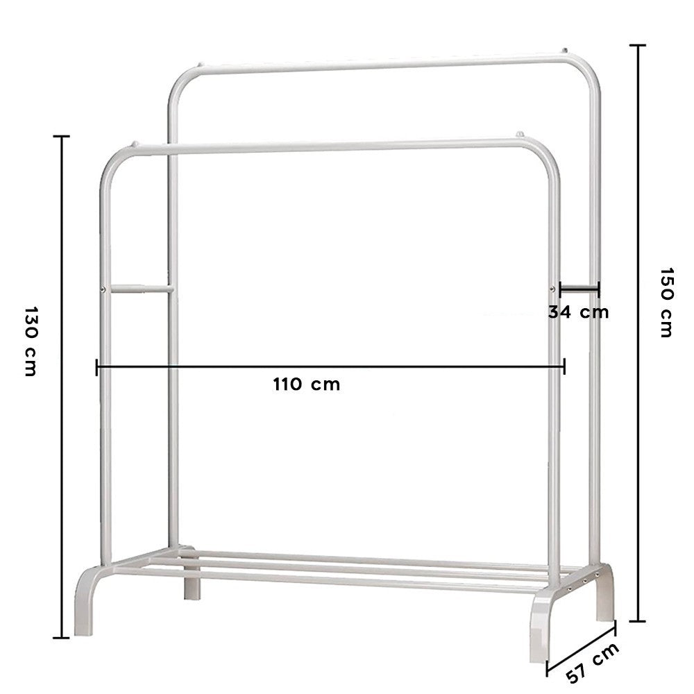 210962 Portemanteau multifonction à double tringle avec étagère de rangement
