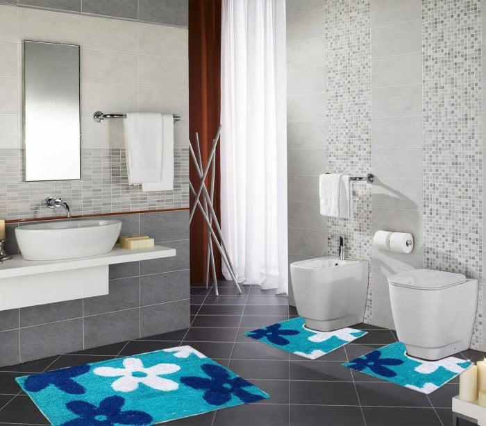 Ensemble de 3 pièces de tapis de bain avec motif floral - décoration et confort