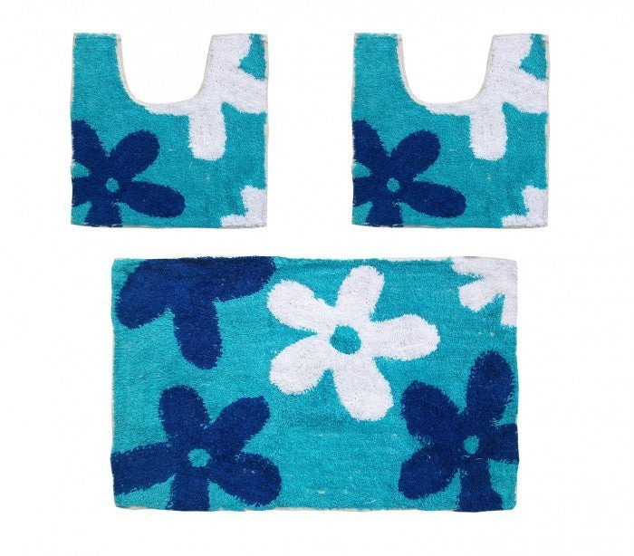 Ensemble de 3 pièces de tapis de bain avec motif floral - décoration et confort