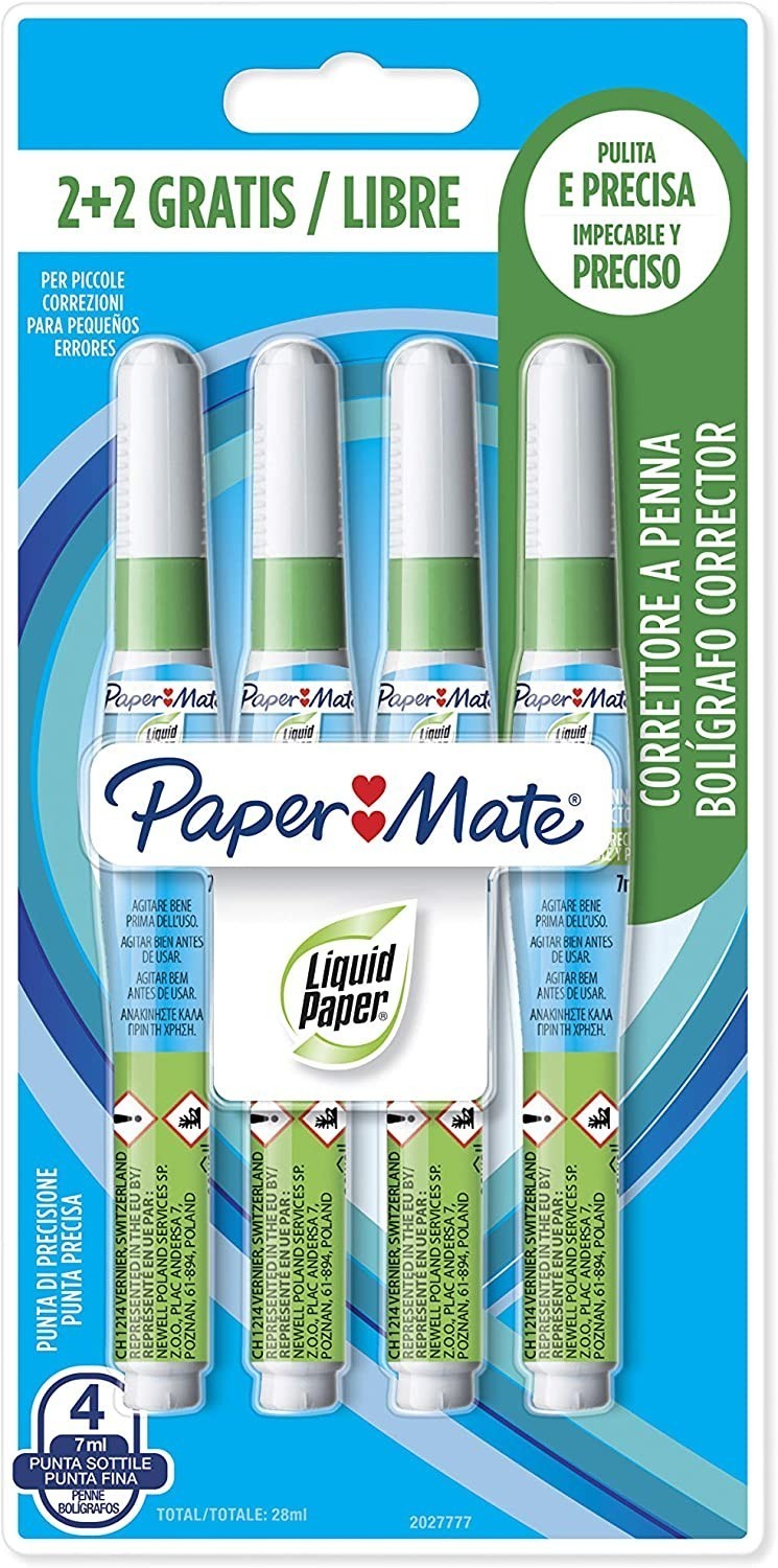 Lot de 4 stylos correcteurs liquides Paper Mate Liquid NP10 7ml