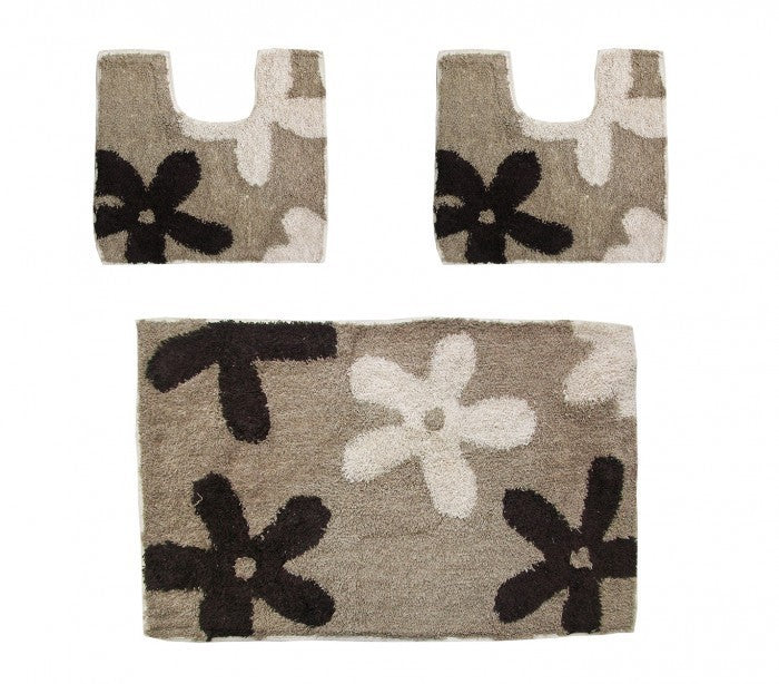 Ensemble de 3 pièces de tapis de bain avec motif floral - décoration et confort