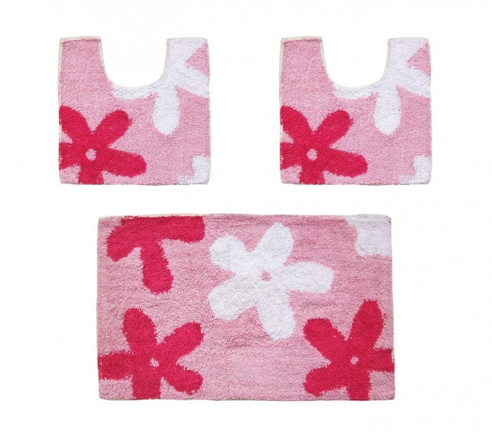 Ensemble de 3 pièces de tapis de bain avec motif floral - décoration et confort