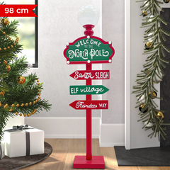 Plaque d'adresse 436015 Décoration Noël rouge et verte avec lumière 32x14cm