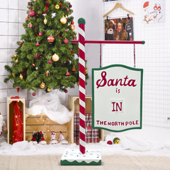 Panneau Père Noël rouge 45x15x77cm 436003 Décoration de Noël Père Noël