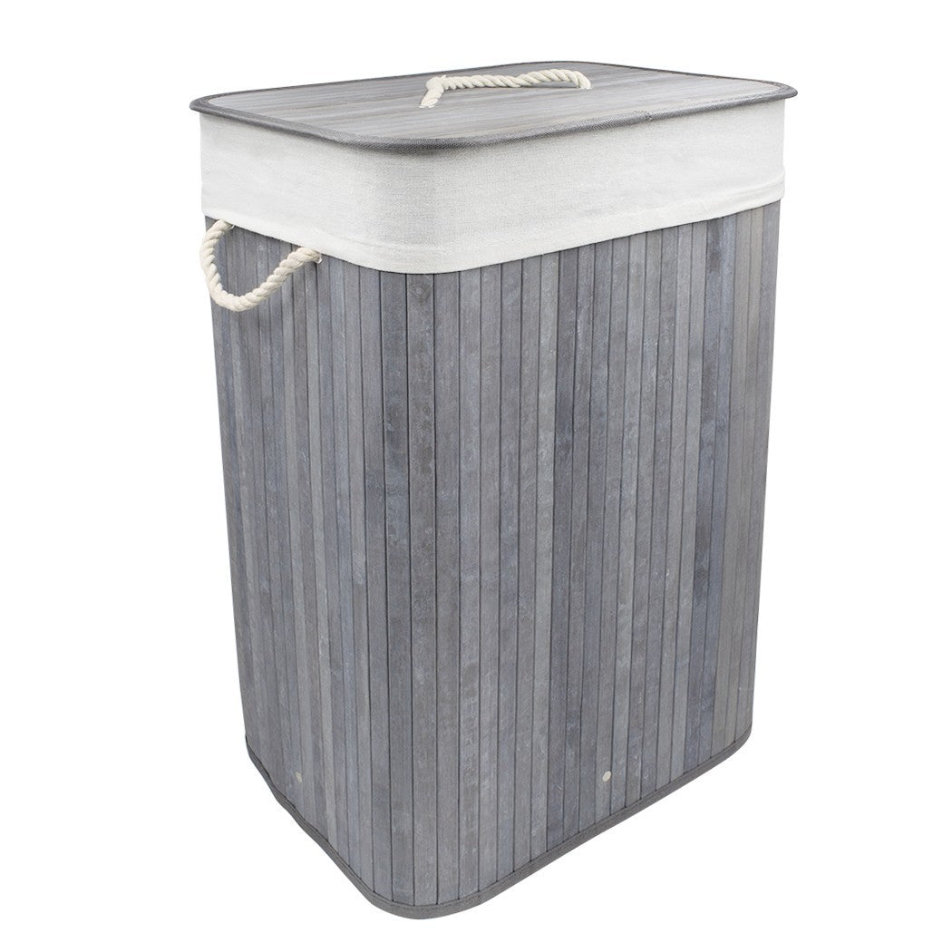 Panier de linge sale 60x40x25 cm, en bois avec manches et couvercle