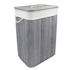 Panier de linge sale 60x40x25 cm, en bois avec manches et couvercle