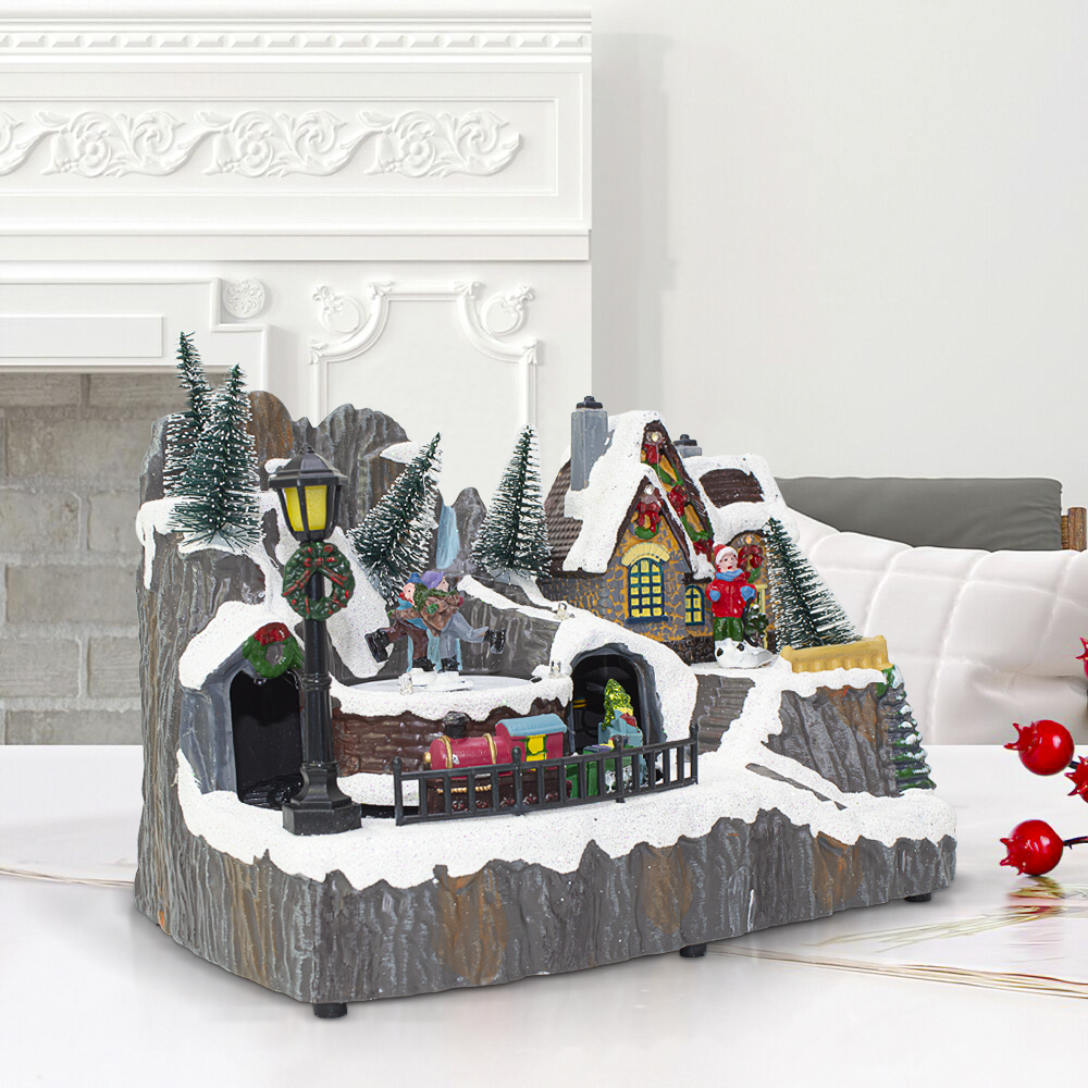 Village de Noël 23x15x18cm 361074 Décoration avec Lumières, Musique et Mouvement