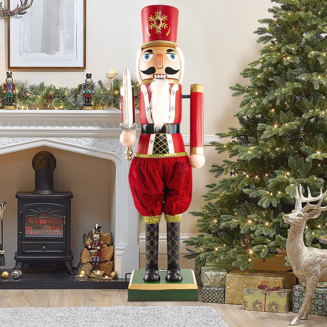 392047 Soldat Casse-Noisette Décoration de Noël 160cm Musique Lumières Mouvement