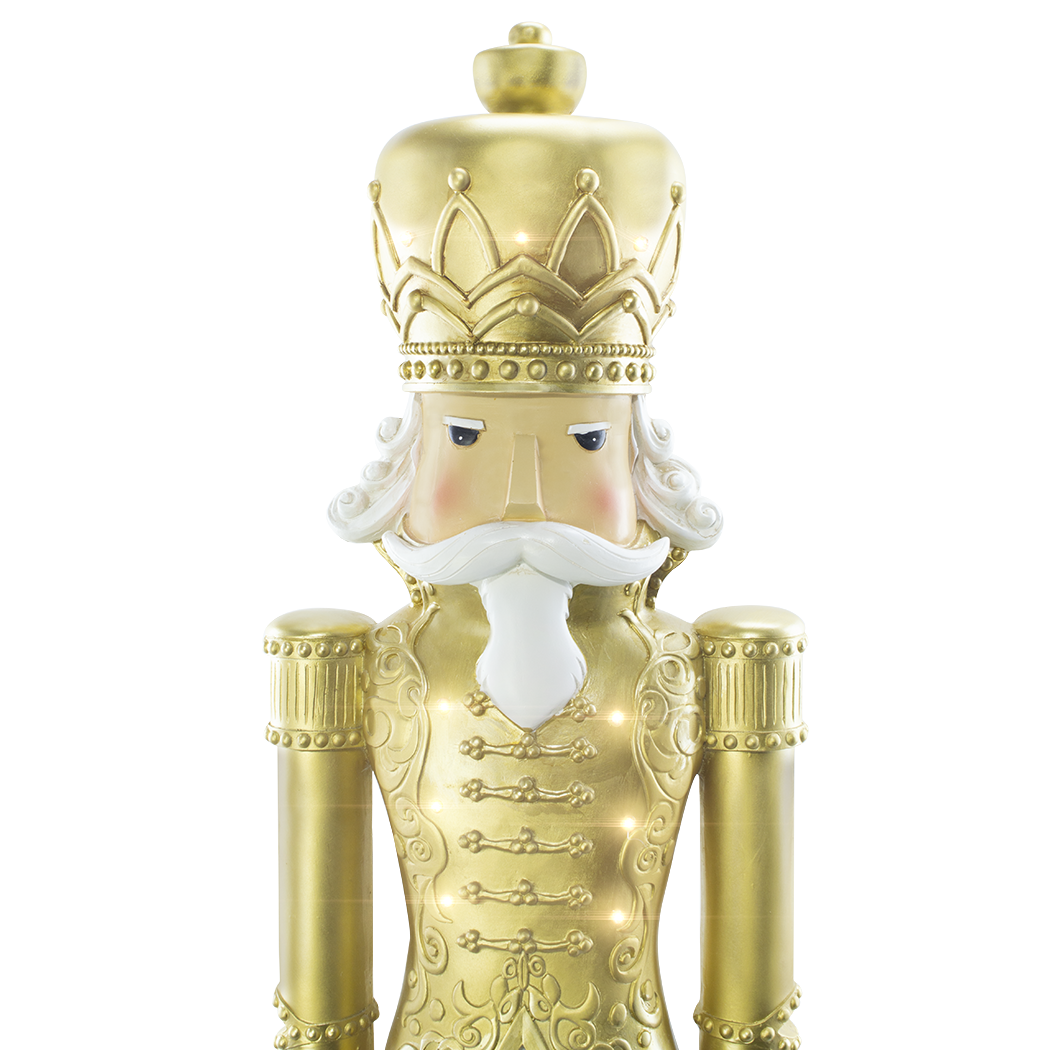 Soldat Casse-Noisette de Noël Blanc & Or H117cm 436025 Polyrésine avec lumière