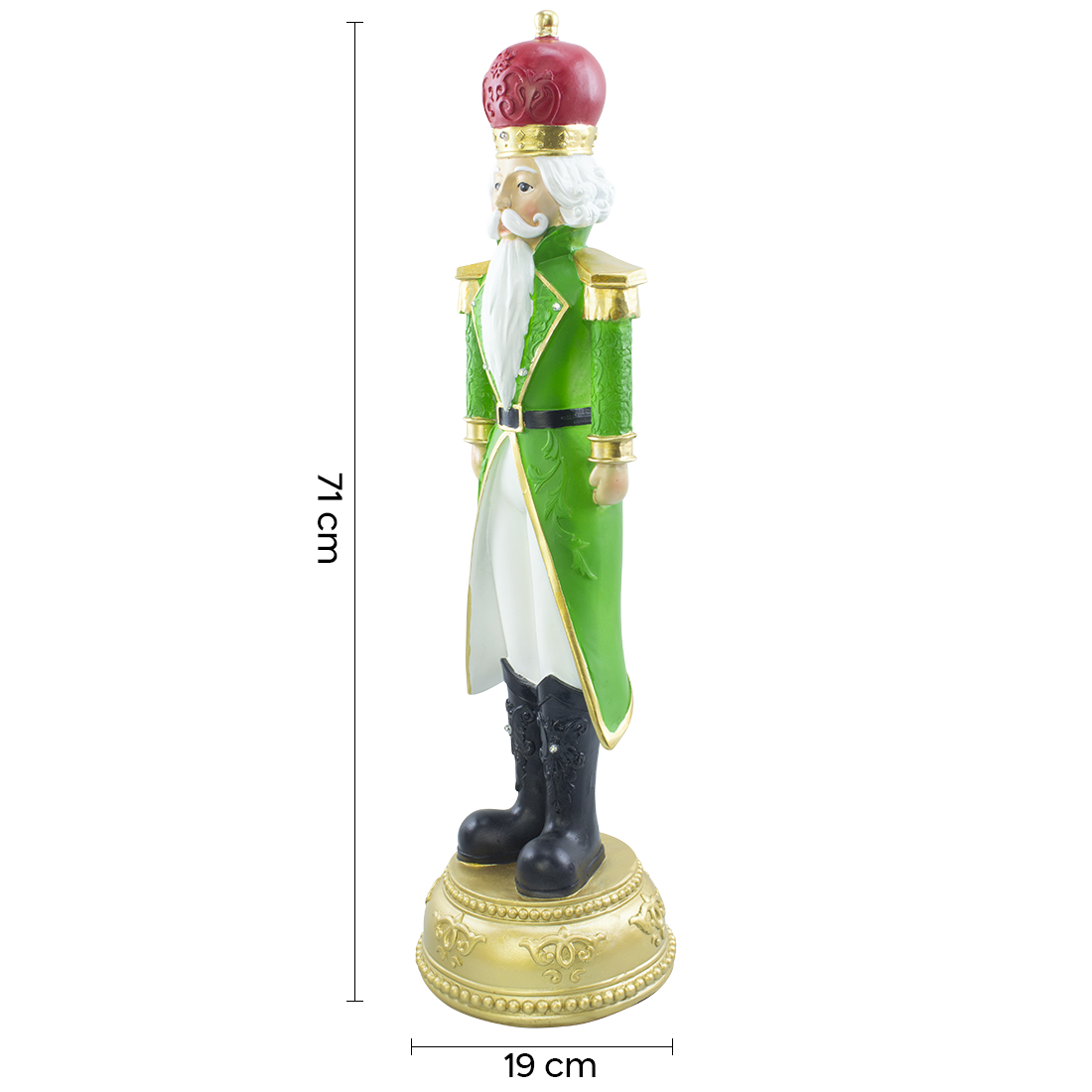 Casse-noisette de Noël soldat vert H71cm 436024 polyrésine avec mini lumières