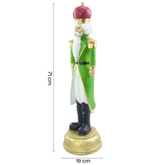 Casse-noisette de Noël soldat vert H71cm 436024 polyrésine avec mini lumières