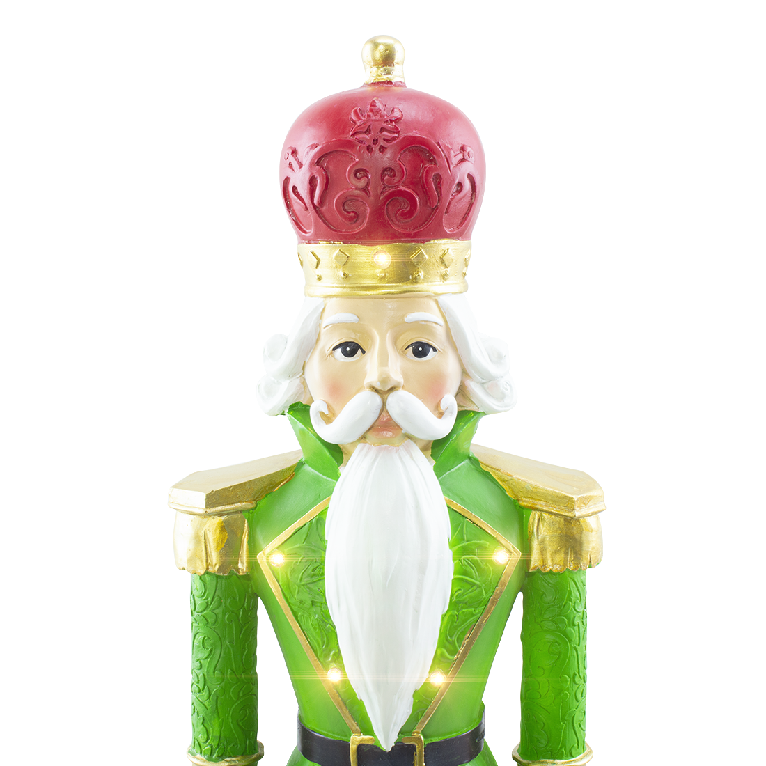 Casse-noisette de Noël soldat vert H71cm 436024 polyrésine avec mini lumières