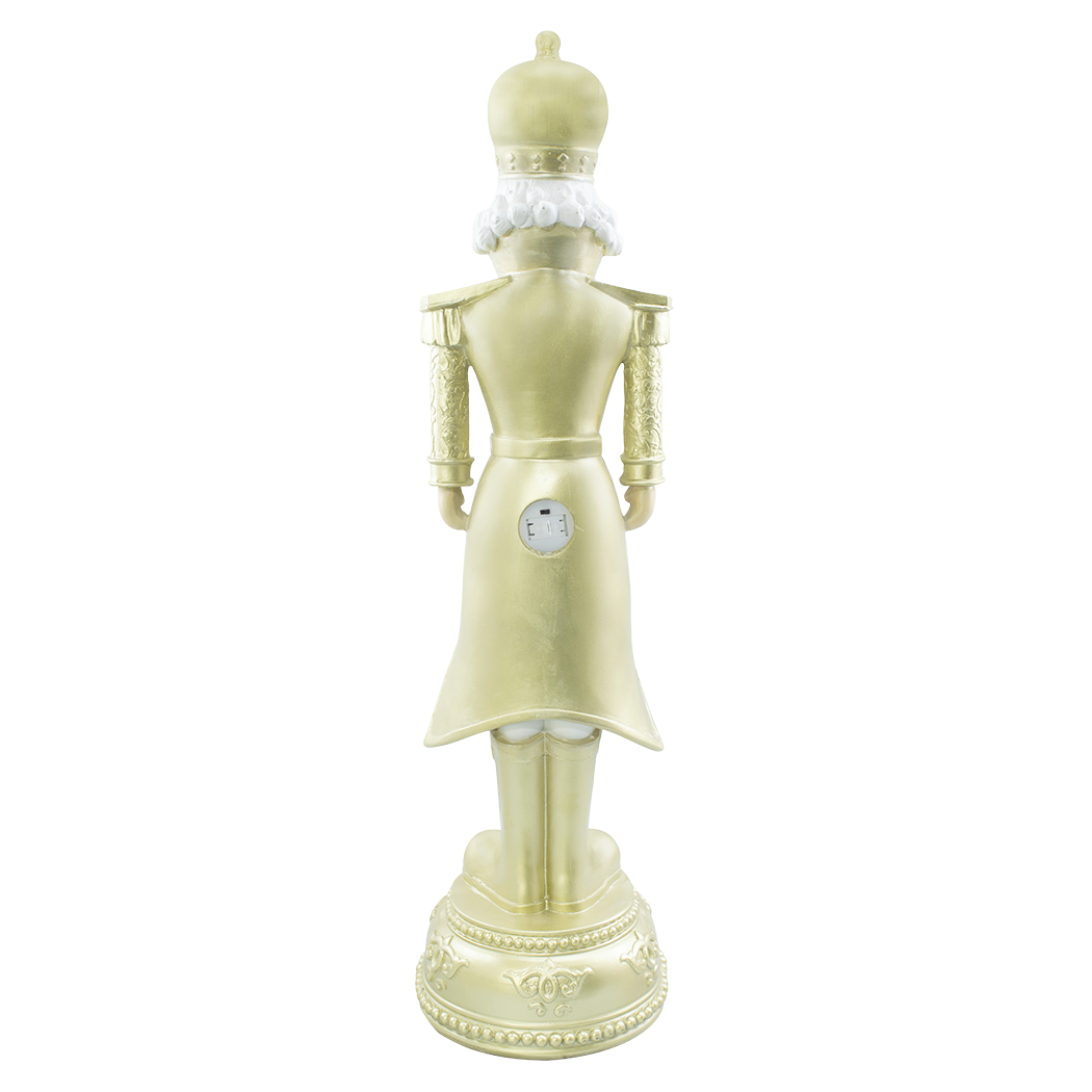 Soldat Casse-Noisette de Noël Blanc et Or H71cm 436023 Polyrésine avec lumières