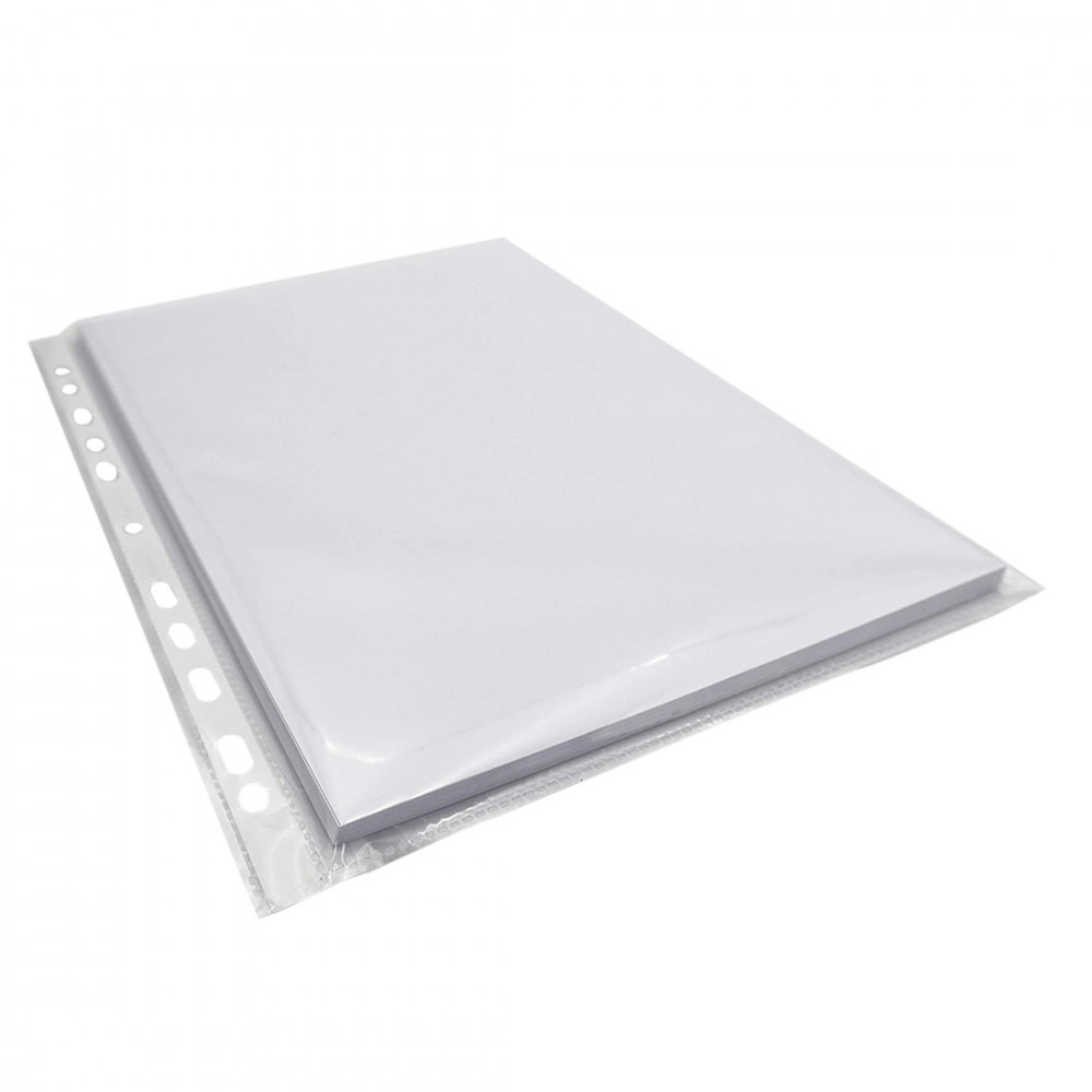 Paquet de 500 enveloppes transparentes perforées brillantes universelles 22x30cm
