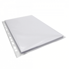 Paquet de 100 enveloppes transparentes perforées brillantes universelles 22x30cm