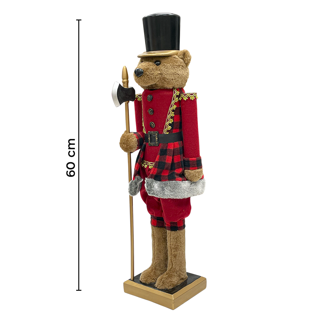 Casse-Noisette ours 392052 soldat rouge avec hache 60H cm Décoration de Noël