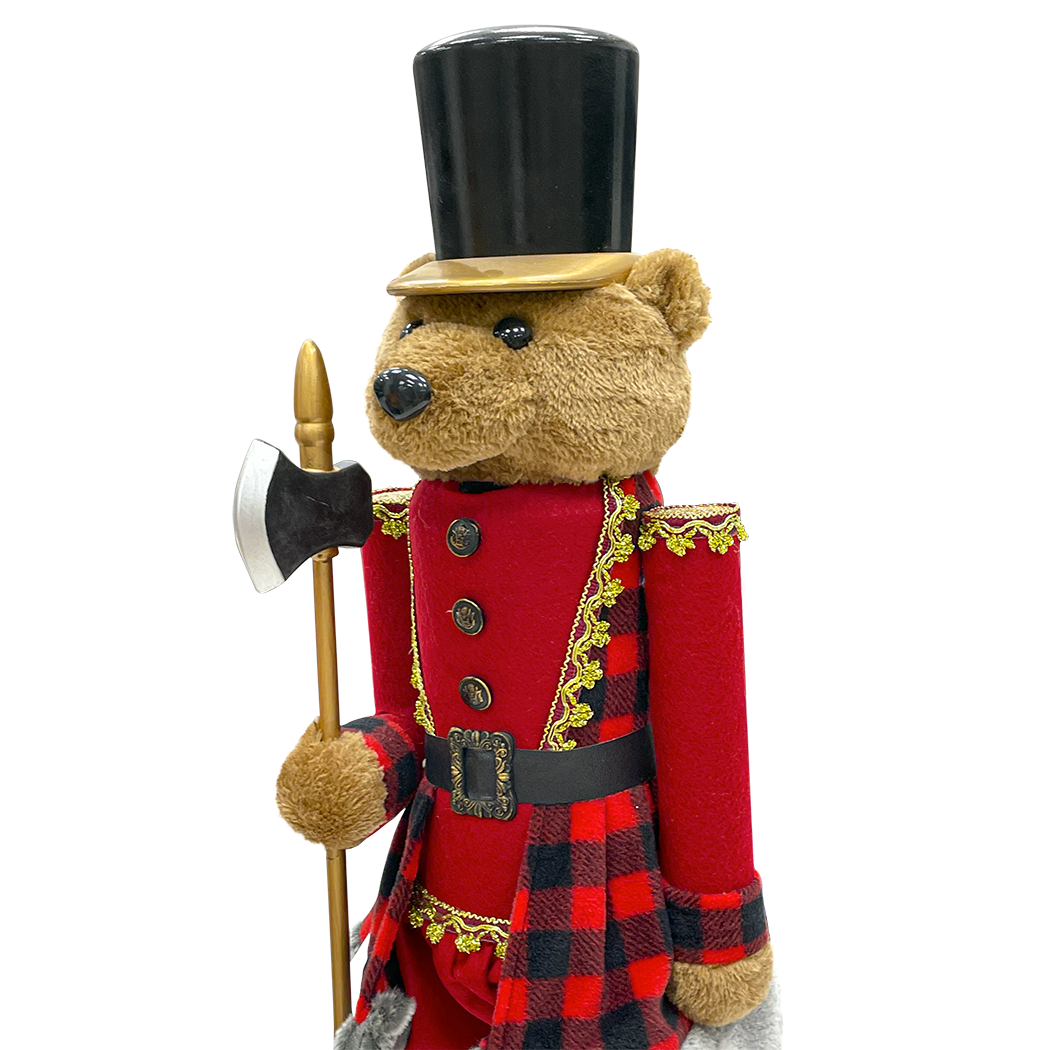 Casse-Noisette ours 392052 soldat rouge avec hache 60H cm Décoration de Noël