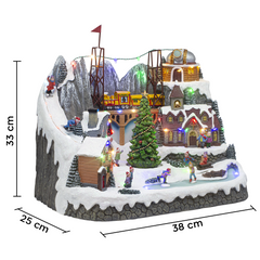 Village de Noël 38x25x33cm 367007 Décoration avec Lumières, Musique et Mouvement
