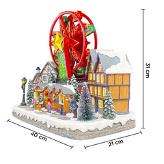 Ville avec grande roue 40x21x31cm 367008 Décoration avec Lumières Sons Mouvement