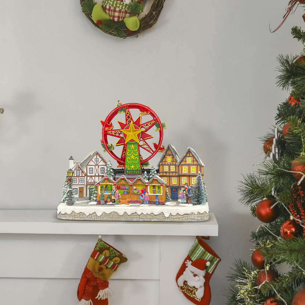 Ville avec grande roue 40x21x31cm 367008 Décoration avec Lumières Sons Mouvement