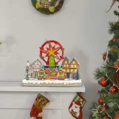 Ville avec grande roue 40x21x31cm 367008 Décoration avec Lumières Sons Mouvement