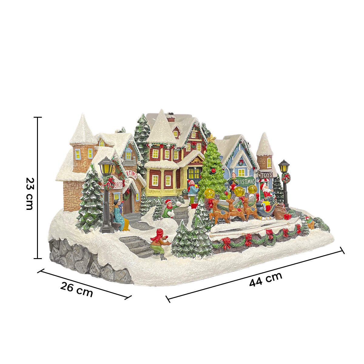 Santa Claus Sleigh Town 367009 avec lumières, sons et mouvement 44x26x23