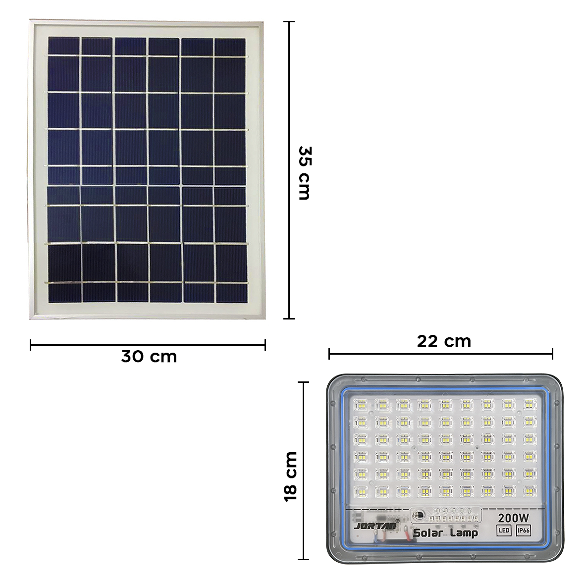Phare LED Panneau Solaire Lampe 200W 512071 Crépuscule avec Télécommande IP66