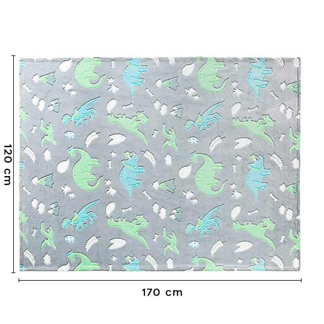Couverture magique de couleur gris doux pour enfants dinosaure fluorescent
