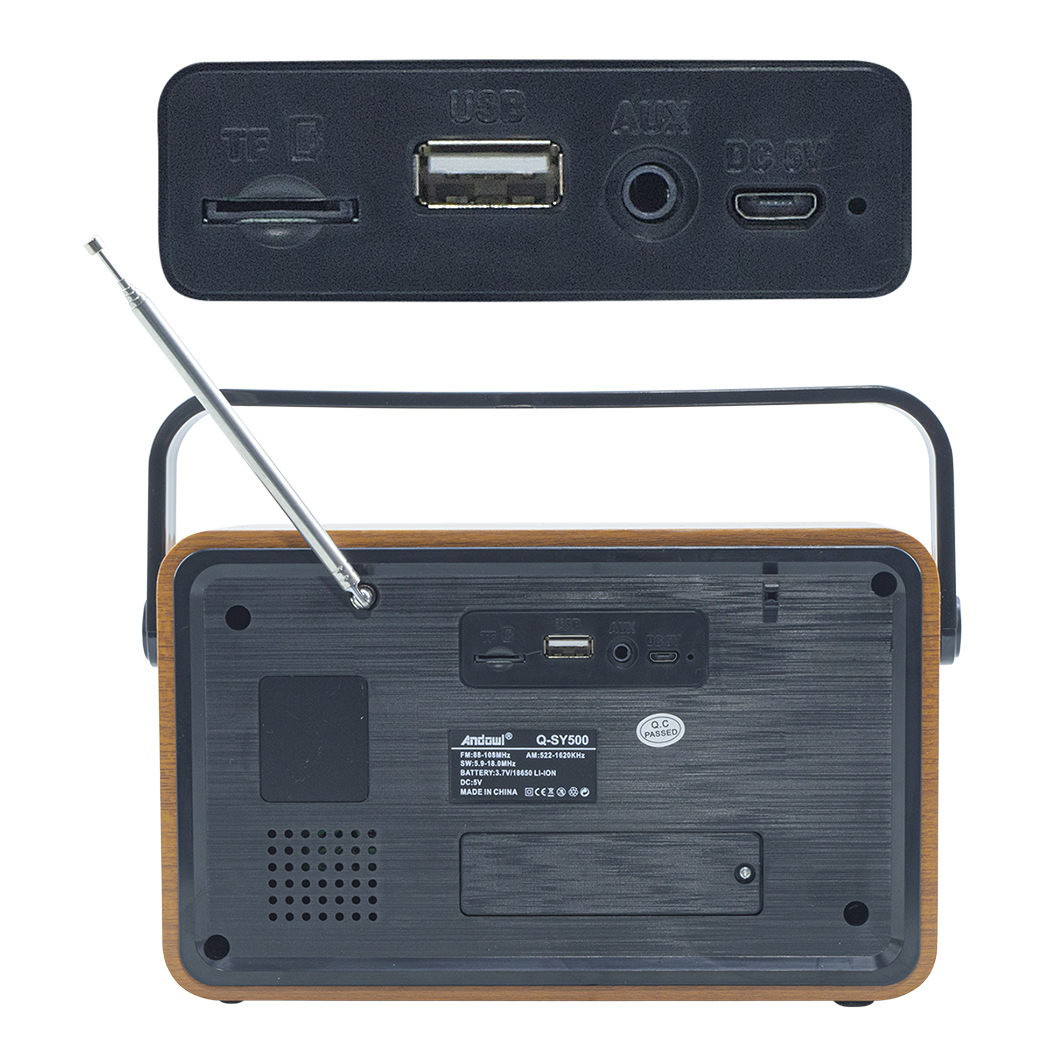 Radio FM rétro sans fil Q-SY500 haut-parleur portable MP3 Bluetooth USB AUX TF