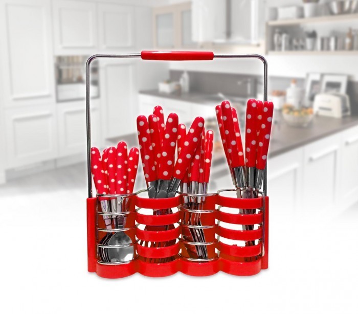 Set de 24 couverts de cuisine en acier inoxydable + support 99366 -