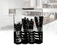 Set de 24 couverts de cuisine en acier inoxydable + support 99366 -