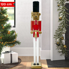 Casse-Noisette Ours 120H cm 433051 Décorations de Noël Rouge Toy Soldier