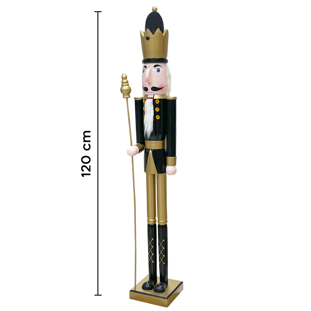 Soldat Casse-Noisette 120Hcm 433052 Décorations de Noël Or Noir avec sceptre