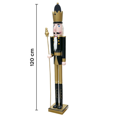 Soldat Casse-Noisette 120Hcm 433052 Décorations de Noël Or Noir avec sceptre