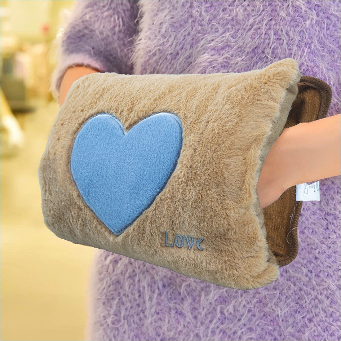 Bouillotte électrique avec poche peluche coeur 439005 rechargeable