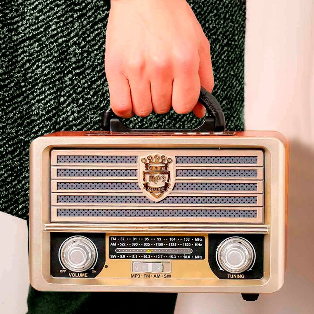 Q-YX2022 Télécommande radio rétro sans fil MP3 Carte TF portable USB AUX