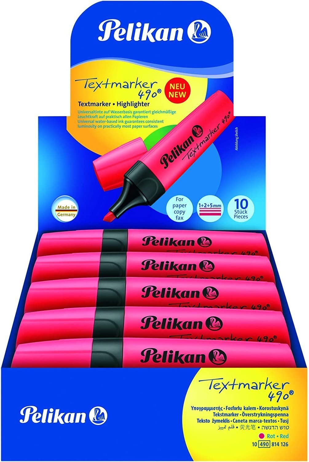 Surligneurs Pelikan 490 Lot de 10 surligneurs avec capuchon clip