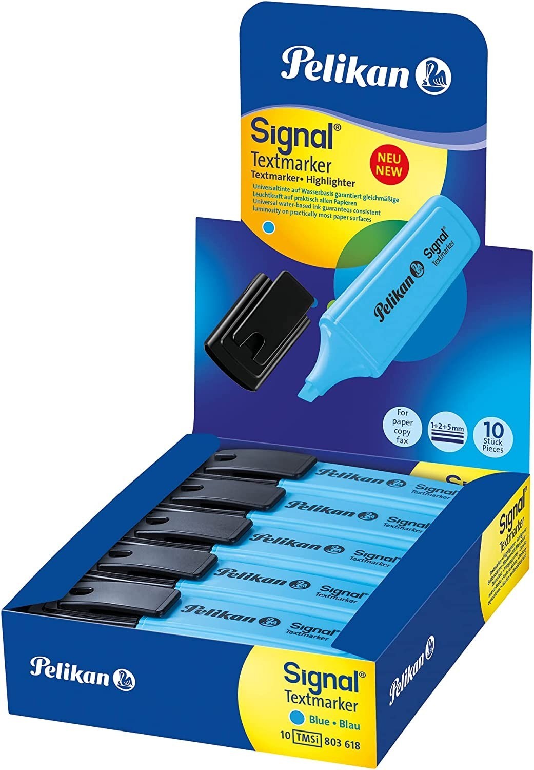 Surligneurs Pelikan 490 Lot de 10 surligneurs avec capuchon clip