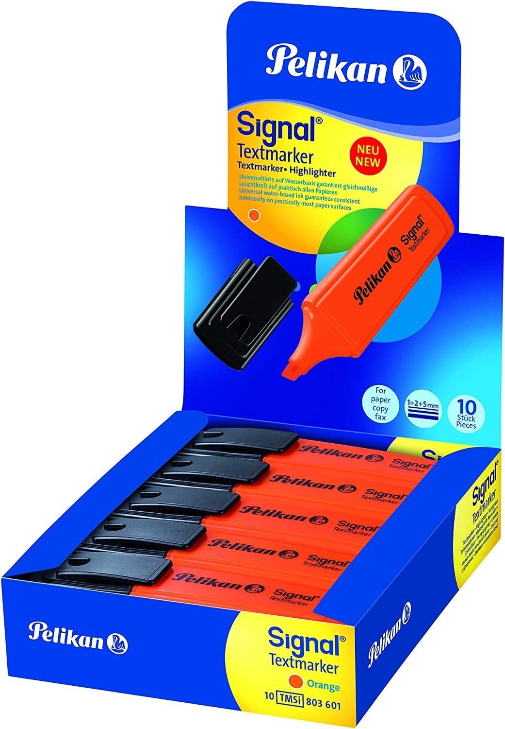 Surligneurs Pelikan 490 Lot de 10 surligneurs avec capuchon clip