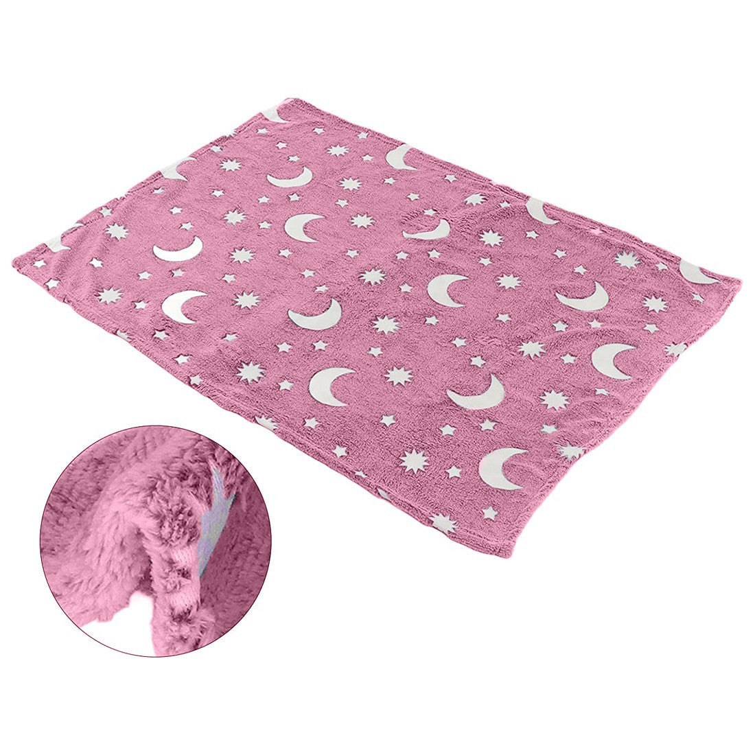 Plaid doux lunes et soleils fluorescents rose magique pour enfants