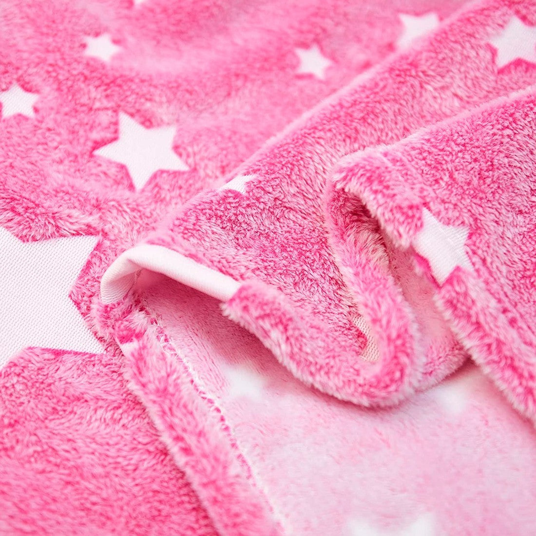 Couverture en flanelle douce magique pour enfants étoiles fluorescentes roses