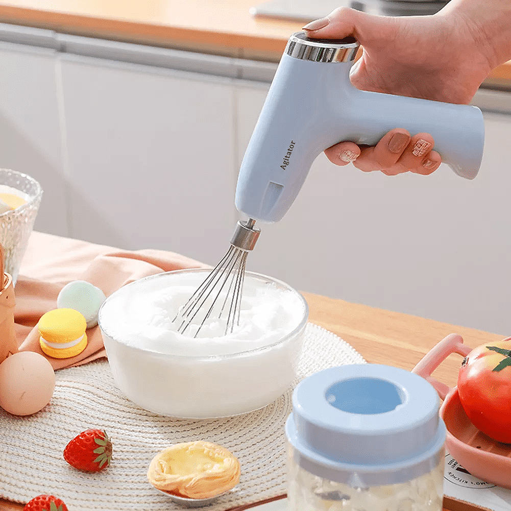 Mini mélangeur rechargeable avec batteur à œufs et broyeur à 5 vitesses