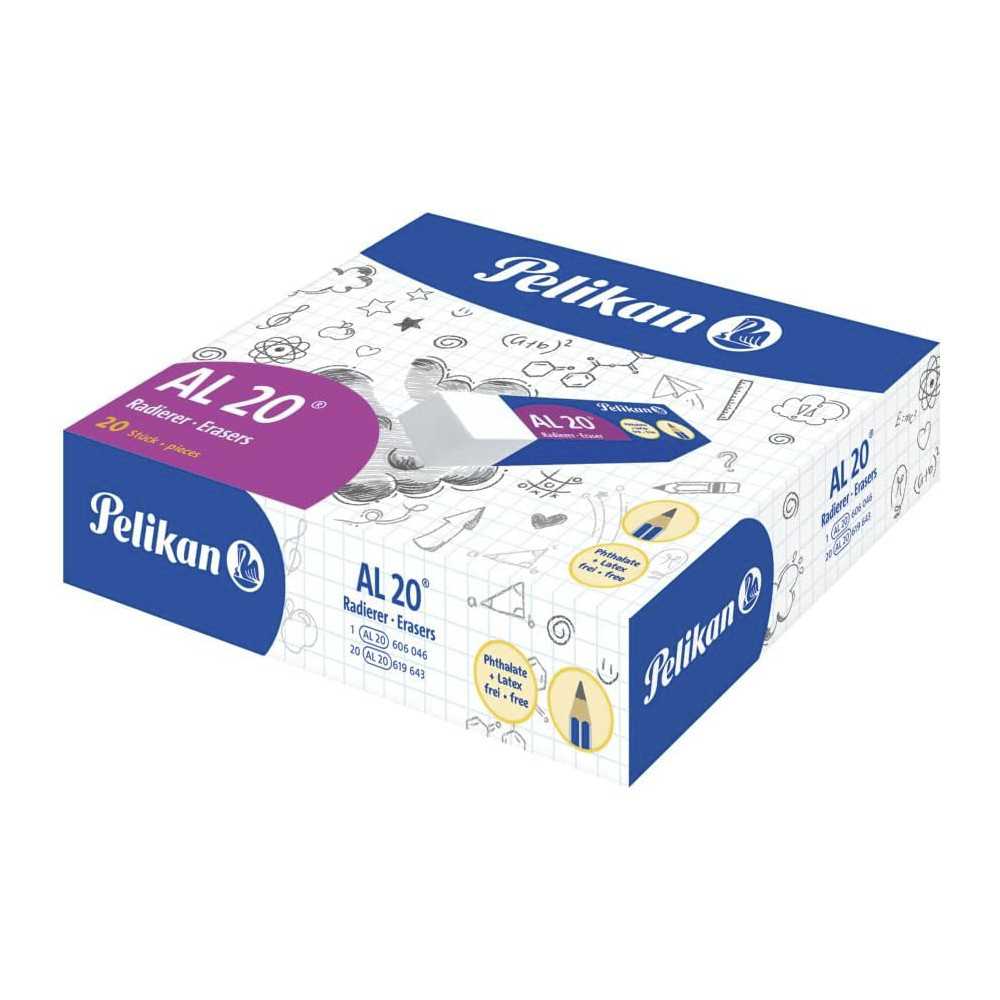 Lot de 20 gommes PELIKAN AL 20 blanches pour crayons