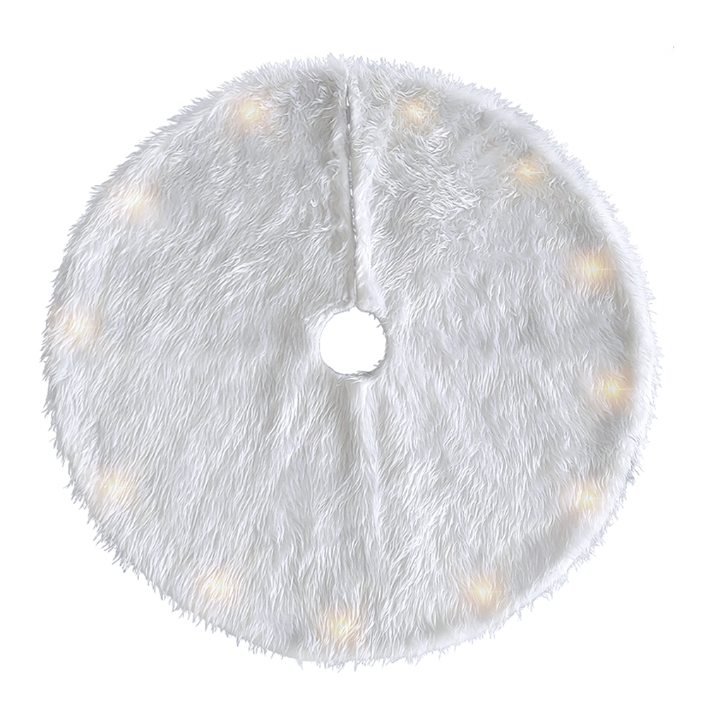 Base Cover Sapin de Noël en peluche tapis blanc 85cm avec mini lumières LED