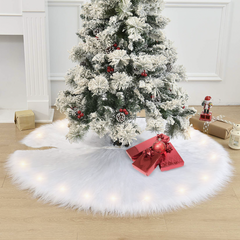 Base Cover Sapin de Noël tapis en peluche blanc 110cm avec mini lumières LED